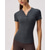 baratos Camisa Feminina-Mulheres Cor Sólida Tops de tênis Manga Curta Botões Pavio Humido Tênis Pickleball Decote V Blusas Preto Branco Azul Roupas de tênis