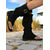 baratos Botas da moda-Botas gladiadoras femininas de camurça marrom com biqueira de argola – sola plana, fivela ajustável, estilo boho para viagens de verão