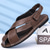 cheap Vacation Sandals-Men's Brown Faux Leather Cross-Strap Sandals with Adjustable Closure - Comfortable and Trendy Sandals for Warm Weather