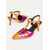 cheap 1950s-Women&#039;s Orange and Fuchsia Metallic T-Strap Heels – Colorblock Pointed Toe Retro Kitten Pumps for Dance Party, Nightclub, and 1950s Vintage Events