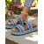 cheap Vacation Sandals-Women&#039;s Boho Blue Woven Slide Sandals – Ethnic Platform Slippers for Beach Holidays &amp; Casual Summer Outfits