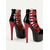 cheap 1980s-Women&#039;s Red and Black Patent Leather Platform Heels – Glossy Strappy Sandals with 1980s Punk Style for Nightlife and Clubwear