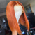 cheap Human Hair Lace Front Wigs-Ginger# Front Lace Short BOBO Wig  Orange 13*4 Lace Straight Hair 150% Density