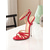 preiswerte Nachtleben Party-Rote Lackleder-Stilettos für Damen – Riemchensandalen mit Knoten und Knöchelriemen für sexy Outfits für das Nachtleben und Clubpartys