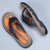 billige Ferietøfler-Herre utendørs flip-flop sandaler med T-stropp og polstret såle, slitesterkt mønster, sporty utseende for voksne, egnet for strandaktiviteter, fotturer, bruk ved bassengkanten, sommerferie