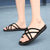 abordables Sandalias de Vacaciones-Sandalias con tiras en blanco y negro para hombre, ligeras y elegantes con ajuste flexible, perfectas para uso diario, aventuras casuales al aire libre y uso en vacaciones.