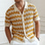 cheap Vacation-Men&#039;s Button Up Polos Golf Shirt Casual Sports Lapel Short Sleeve Fashion Basic Lines / Waves Buttons Summer Yellow Blue Brown Button Up Polos