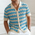 cheap Vacation-Men&#039;s Button Up Polos Golf Shirt Casual Sports Lapel Short Sleeve Fashion Basic Lines / Waves Buttons Summer Yellow Blue Brown Button Up Polos