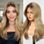 cheap Synthetic Trendy Wigs-Natural Long Wigs for Women with Fringe Synthetic Heat Resistant Hair Ombre Brown Wig for Daily Party Cosplay Use