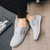 cheap Casual Lace-Up Shoes-Men's Blue Denim Slip-on Sneakers with Textured Upper - Casual, Comfortable, Ideal for Daily Wear, Travel and Relaxed Settings