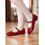 cheap 1950s-Women&#039;s 1950s Red Patent Leather Mary Jane Flats – Classic Retro Ballet Style with Bow Strap, Perfect for Vintage Fashion &amp; Everyday Wear