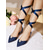 cheap Cocktail-Women&#039;s Navy Satin Pointed Toe Flats - Pearl Embellished Ribbon Tie Dress Shoes for Elegant Evenings, Weddings, and Special Occasions