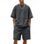 cheap Men&#039;s Tee Sets-Men&#039;s T-shirt Suits 2 Pieces Outfits Tee &amp; Shorts Short Sleeve Crew Neck Summer Plain Fashion Casual 2 Piece Vacation Daily Wear Going out Black White Navy Blue Top Tee for Men