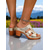 cheap Casual Sandals-Women&#039;s Metallic Slide Sandals – Gold Embossed Pattern, Block Heel, Easy Slip-On Style, Perfect for Countryside Getaways and Outdoor Gatherings