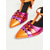 cheap 1950s-Women&#039;s Orange and Fuchsia Metallic T-Strap Heels – Colorblock Pointed Toe Retro Kitten Pumps for Dance Party, Nightclub, and 1950s Vintage Events