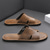 economico Infradito da Vacanza-sandali da uomo in similpelle marrone con punta aperta – comode scarpe estive slip-on per la spiaggia, la piscina o il relax casual