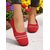 ieftine Pantofi Joși de Damă-Balerini roșii respirabili din flyknit cu design în dungi pentru femei – pantofi casual ușori pentru purtare zilnică, călătorii sau plimbări în grădină