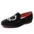 abordables Mocassins-Mocassins en velours bordeaux pour homme avec écusson brodé – chaussures de soirée à enfiler pour mariages, banquets et occasions festives
