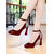 economico Block Heels-Scarpe col tacco in vernice rossa da donna, décolleté con cinturino alla caviglia e glitter sul retro, per eleganti appuntamenti quotidiani e uscite romantiche informali