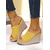 cheap Wedge Sandals-Women's Yellow Crochet Wedge Slide Sandals – Summer Open-Toe Espadrille Platform Shoes for Beach Vacations, Casual Outings, and Resort Wear
