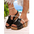 cheap Vacation Sandals-Women&#039;s Black and White Cork Wedge Sandals with Rhinestone Accents  Casual Summer Slip-On Shoes for Beach Trips and Vacation Outfits