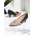 economico Décolleté con kitten heel-Scarpe col tacco da donna in similpelle nera effetto serpente, scarpe eleganti con punta affilata per lavoro, colloqui e stile da giorno a sera