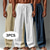 preiswerte Klassiker-Herren Leinenhosen Hose Sommerhose Baggy-Hosen Strandhose Kordelzug Elastischer Bund Gerader Schnitt Einfach Komfort Atmungsaktiv Volle Länge Lässig Täglich Outdoor Urlaub Mode Weiß + Schwarz + Grau