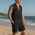 cheap Men&#039;s Tee Sets-Men&#039;s T-shirt Suits 2 Pieces Outfits Tee &amp; Shorts Sleeveless Lapel Summer Plain Fashion Casual 2 Piece Vacation Daily Wear Going out Black White Yellow Top Tee for Men
