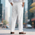 cheap Holiday-Men&#039;s Linen Pants Trousers Summer Pants Beach Pants Pocket Straight Leg Plain Comfort Breathable Vacation Daily Holiday Hawaiian Boho Black White