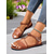cheap Casual Sandals-Women&#039;s Red Flat Sandals – Comfortable Summer Shoes with Metal Accents for Beach, Park and Garden Parties