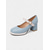 cheap 1950s-Women&#039;s 1950s Mod Mary Jane Heels - Retro Blue and White Round Toe Chunky Heel Shoes with Strap for Vintage Outfits, Tea Parties or Daily Wear