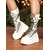 baratos Botas da moda-Botas de combate femininas plataforma brancas, botas de cano alto com cadarço e painel de malha com tiras de fivela, estilo streetwear ousado para looks de vida noturna e festas