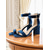 cheap Cocktail-Women&#039;s Blue Velvet Block Heel Sandals - Elegant Ankle Strap Party Shoes with Crystal Buckle for Cocktail Events and Evening Occasions