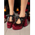 cheap Shoes For Women-Women&#039;s 19th Century Victorian Gothic Velvet Platform Heels  -  Burgundy Mary Jane Chunky Pumps with Lace Trim and Ribbon for Halloween,Cosplay,and Lolita Fashion