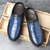 cheap Men's Clogs &amp; Mules-Men's Blue and Black Casual Slip-On Shoes – Crocodile Pattern Upper with Contrast Sole, Modern Lightweight Shoes for Travel, Business Casual and Daily Wear