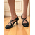 cheap 1950s-Women&#039;s Brown Oxford-Style Mid Heel Pumps with Cross Straps – 1950s Vintage Brogue Mary Jane Shoes for Office, Retro Parties, and Daily Wear