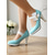 cheap 1950s-Women’s 1950s Vintage  Blue Patent Leather Heels with White Bow and Pearl Detail – Retro Platform Pumps for Parties, Weddings, and Daily Elegance