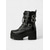 baratos Botas com salto-Botas de combate femininas estilo gótico plataforma Y2K - Botas pretas de cano curto com cadarço inspiradas nos anos 80, com tiras cravejadas e saltos grossos para cosplay, Halloween e streetwear punk