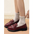voordelige Damesinstappers &amp; loafers-Dames bordeauxrode lakleren loafers met kwastje en strik, vintage platte schoenen voor casual dates en dagelijks gebruik