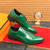 baratos Sapatos Oxford-sapatos masculinos de couro envernizado verde com cadarço – sapatos formais brilhantes com acabamento polido, ideais para casamentos e celebrações noturnas