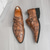 tanie Buty mnicha-brązowe buty typu monk strap z nadrukiem węża dla mężczyzn – klasyczne buty formalne z nowoczesnym akcentem, idealne do pracy lub na wieczór
