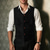 cheap Men&#039;s Vest-Men&#039;s Vest Gilet Outdoor Daily Fashion Casual Spring Fall Buttons Pocket Polyester Comfortable Plain Single Breasted One-button V Neck Regular Fit Black Gray Vest
