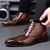 abordables Bottes habillées-Bottines richelieu à bout golf en similicuir bordeaux brillant pour homme – Chaussures habillées à lacets pour mariages et affaires