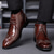 abordables Bottes habillées-Bottines richelieu à bout golf en similicuir bordeaux brillant pour homme – Chaussures habillées à lacets pour mariages et affaires