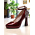 economico Block Heels-Scarpe col tacco in vernice rossa da donna, décolleté con cinturino alla caviglia e glitter sul retro, per eleganti appuntamenti quotidiani e uscite romantiche informali