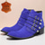 preiswerte Hochwertige Lederstiefel-Herren-Bikerstiefel aus echtem Rindsleder in Blau mit Schnallenriemen – stylische Retro-Boots für Freizeit, Streetstyle und Nachtleben