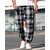 baratos calça casual-Homens Calças Calça casual Com Cordão Cintura elástica Xadrez Vestível Ao ar livre Diário Moda Clássico Preto