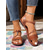 cheap Casual Sandals-Women&#039;s Red Flat Sandals – Comfortable Summer Shoes with Metal Accents for Beach, Park and Garden Parties