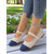 voordelige Platte damesschoenen-Tweekleurige gebreide ballerina's voor dames met bandje – ademende, casual Mary Jane-schoenen voor dagelijks gebruik, wandelen en lente-uitjes