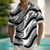 cheap Geometric Pattern-Men&#039;s Geometric Waves Shirt Summer Shirt Button Up Shirt Short Sleeve Fashion Casual Vacation Holiday Streetwear Summer Turndown 3D Print Front One Pocket Linen Like Shirt Yellow Blue Purple Green